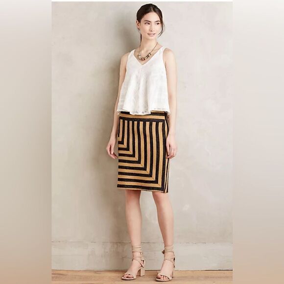 Anthropologie x Eva Franco Striped Pencil Skirt. NWT.   8 - Picture 1 of 10